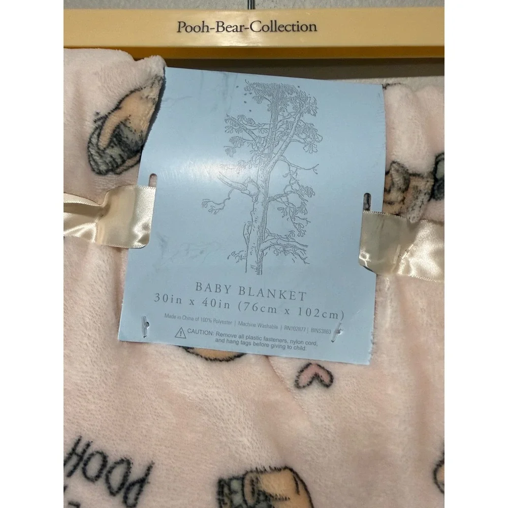 Disney Pooh Bear Collection Pink Plush Baby Blanket Classic Winnie The Pooh NWT